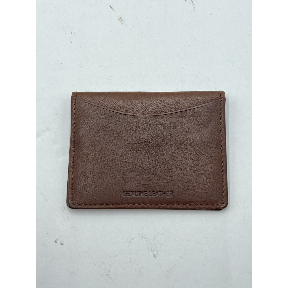 Genuine Leather Bifold Card Holder Wallet Brown ID Window Unisex
